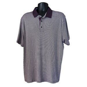 Michael Kors men's purple/white triped polo shirt size XL BUtton neck